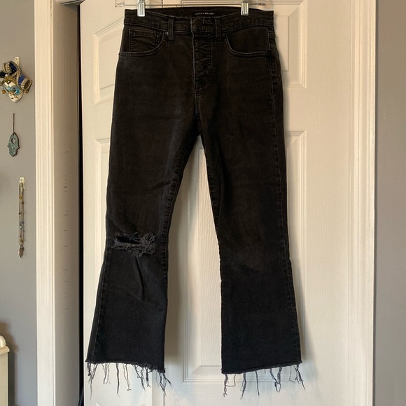 Women’s Lucky Brand Mid-Rise Crop Mini Boot Ava black jeans size 6/28 - Picture 1 of 12